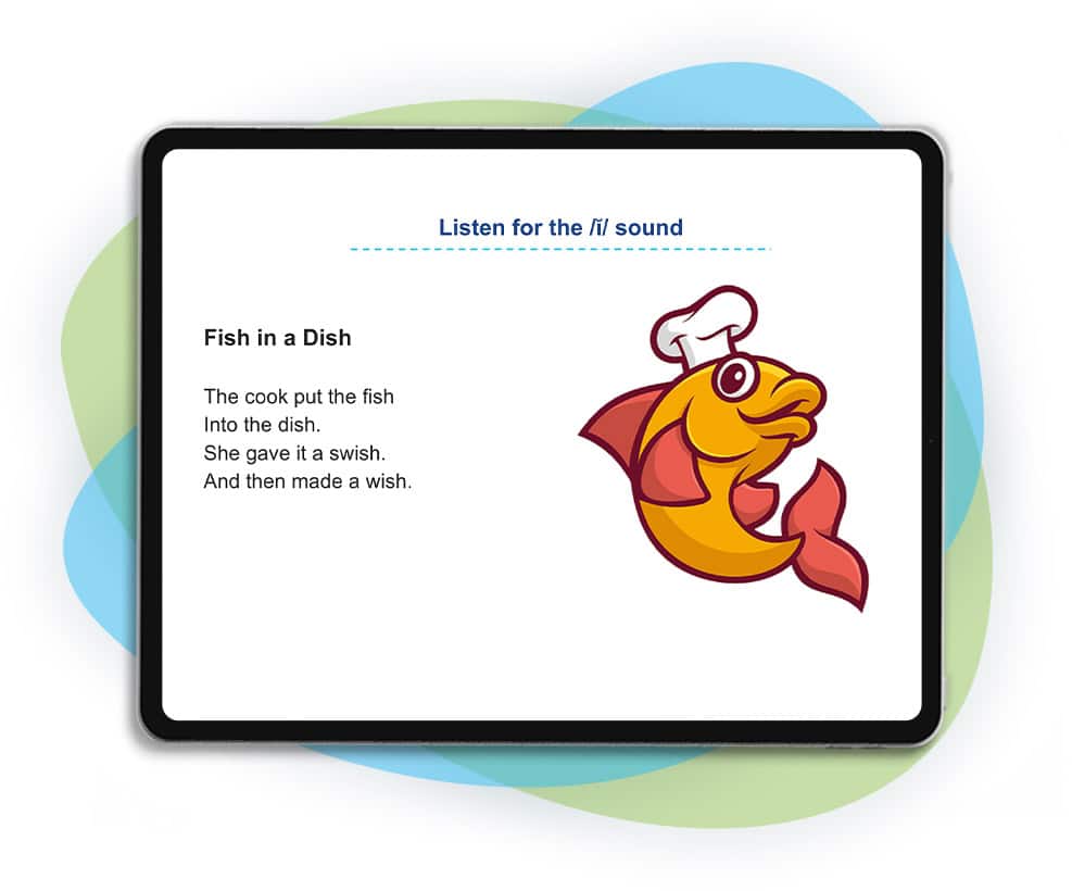 Illustration showing a fish image on an iPad.
